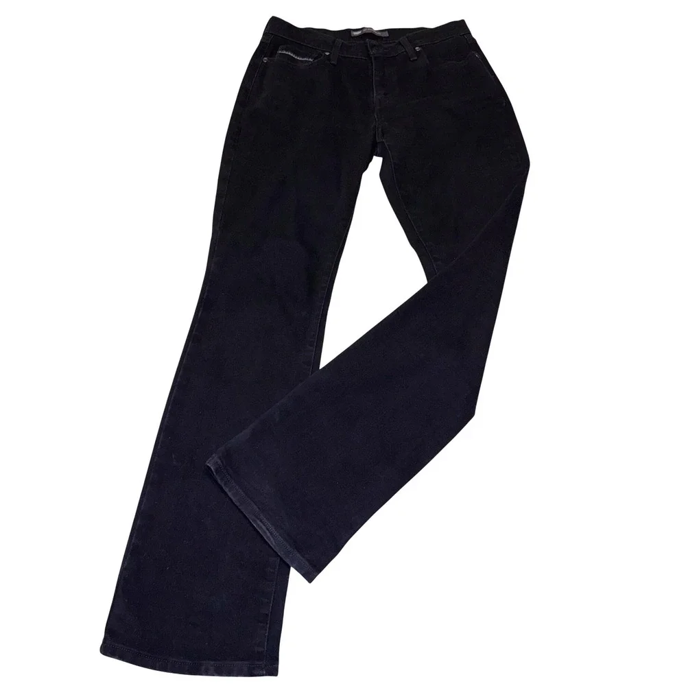 Levis 505 Straight Leg Jeans Womens Black Denim Silver Stitching Western Size 28